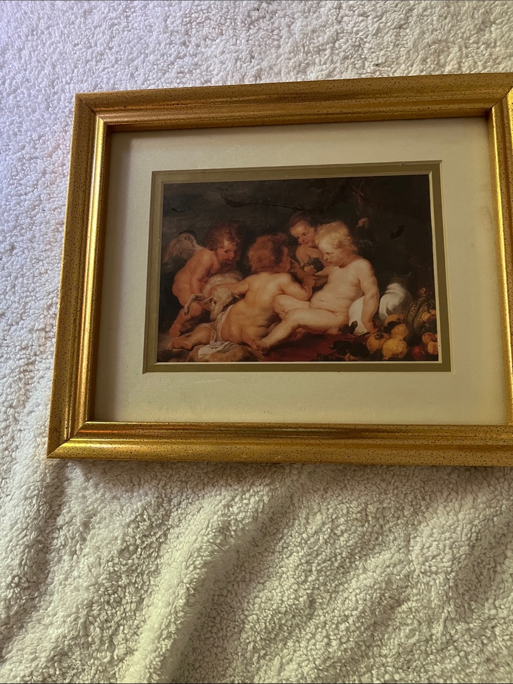 Gold Framed Cherub Art Print - Home Art